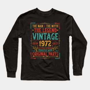 The Man The Myth The Legend Vintage 1972 50th Birthday Long Sleeve T-Shirt